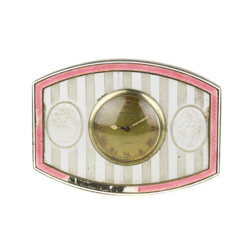 Antique Udall & Ballou Sterling Silver Enamel Cut Crystal Desk Clock