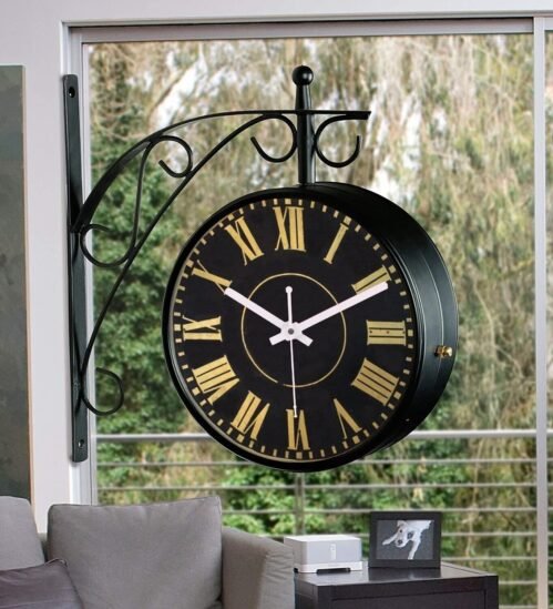 Antique Victoria Station Clock Double Sided Railway Wall Clock Home Decorative