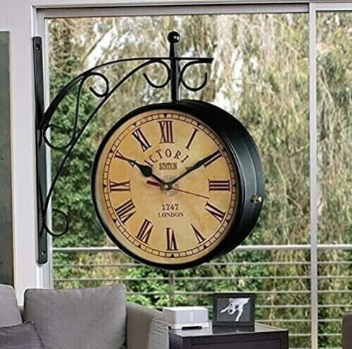 Antique Victoria Station Clock Double Sided Railway Wall Clock Home Decor & Gift