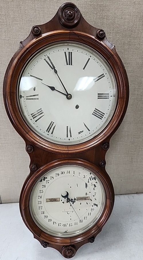 Antique Vintage Seth Thomas Clock Co. Clock & Calendar Wall Clock