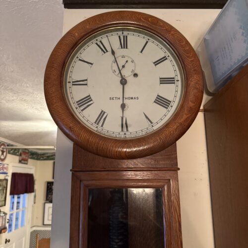 Antique/Vintage Seth Thomas regulator Wall Clock For Parts Or Repair