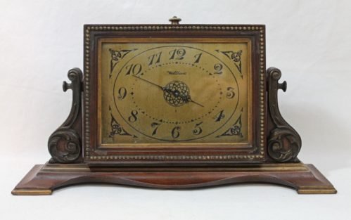 Antique Waltham Desk/Bookshelf Clock - Wood Swivel Stand - Working - Super Clean