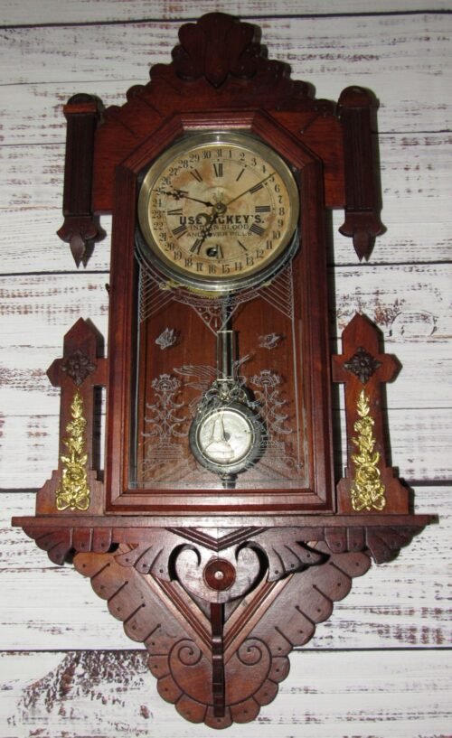 Antique Waterbury Calendar Hanging Kitchen Wall Clock Advertising Use Dickey's