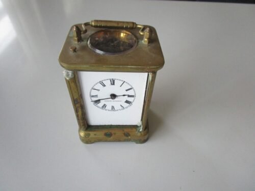 ANTIQUE WATERBURY CARRIAGE BELL CHIME DESK CLOCK