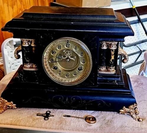 Antique Waterbury Chiming Pendulum Mantle Clock WORKS Open Escapement Pat. 1881