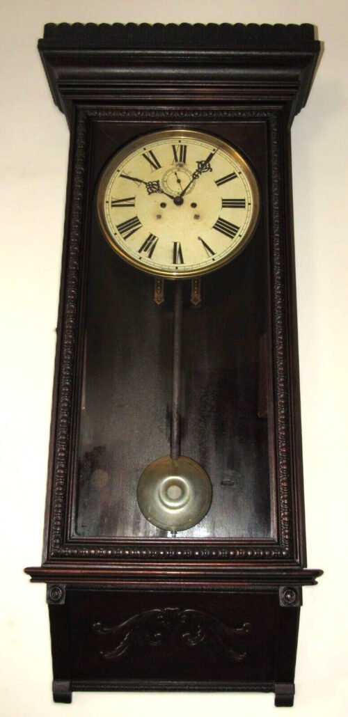 Antique Waterbury No. 67 Weights Driven Regulator Wall Clock 8-Day Timepiece