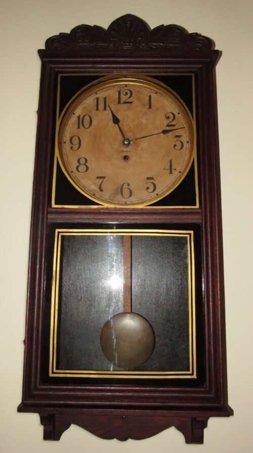 Antique Waterbury "Pelican" Store Regulator Wall Clock 8-Day Timepiece