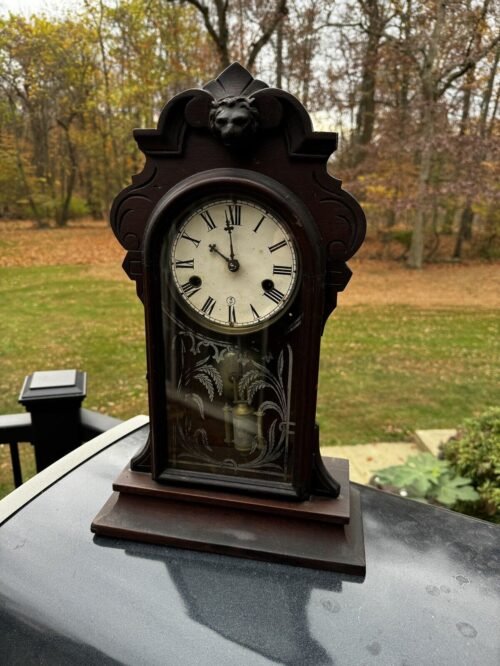 Antique Wooden Mantel Clock with Chimes