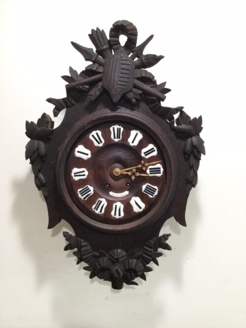 Antique Wood wall French clock by Louis Nancy Keeping Time In Chiming About1880