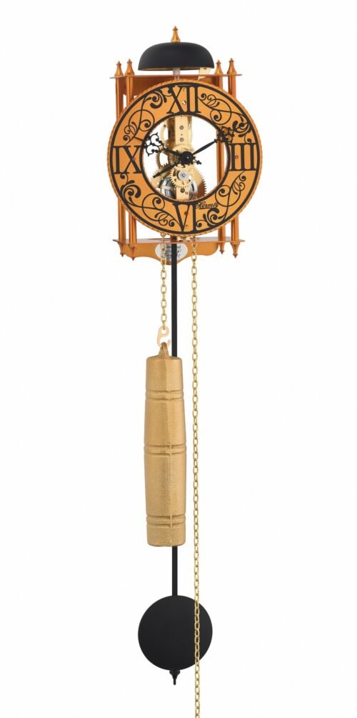 Antique Wrought Iron Skeleton Pendulum Wall Clock Orange w.. HE 71015-T10711 NEW