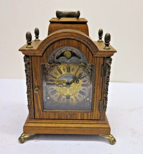 Antique Wuba Warmink Moon Phase Mechanical Mantel Clock