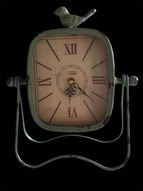 ANTIQUITE DE PARIS DISTRESSED CLOCK WITH BIRD ACCENT - CLOCK WORKS PERFECTLY