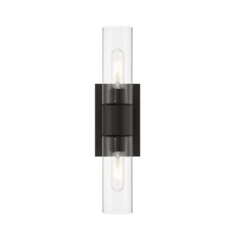 Anton 4.5 in. 2-Light Matte Black Transitional Wall Sconce with Clear Glass...