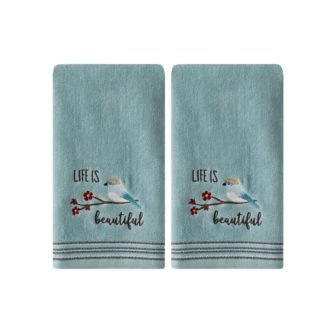 Aqua 100% Cotton Life is Beautiful Hand Towel (2-Pack)
