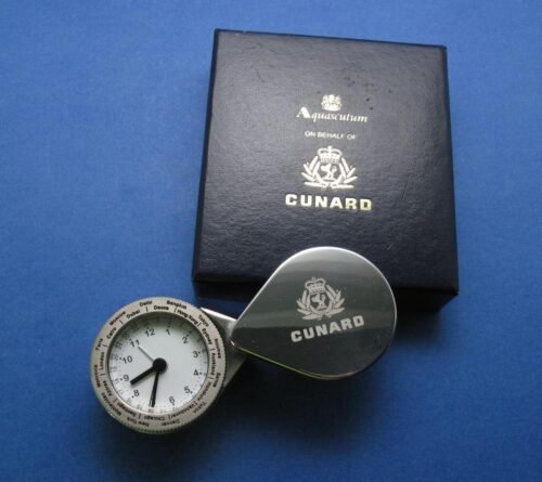 Aquascutum Quartz World Time Alarm Clock - Queen Mary 2 Cunard Ocean Liner