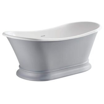 Arcticstone 68 in. Stone Resin Flatbottom Pedestal Bathtub in Matte Gray/Glossy White