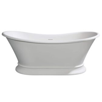 Arcticstone 68 in. Stone Resin Flatbottom Pedestal Bathtub in Matte White/Glossy White