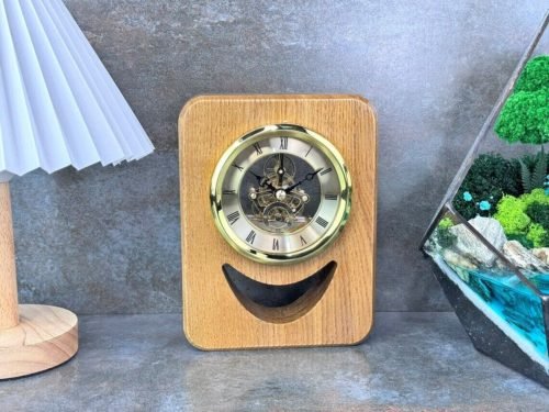 Art Deco Small Mantel Wooden Wall Clock Retro Wall Clock Vintage Clock