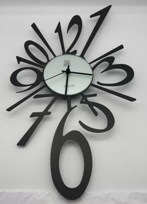 Arti e Mestieri Big Bang Laser Cut Black Metal Numbers Wall Clock Italy