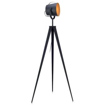 Artiste Tripod Floor Lamp with Shade Black and Gold Finish