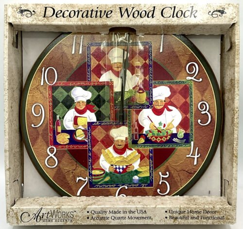 Artworks Home Accents Wall Mounted Quartz Battery Operated Clock Italian Chef