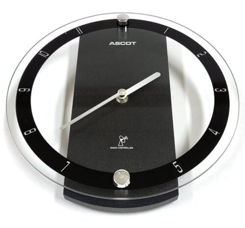 Ascot Radio Controlled 10" Wall Clock Glass Black AZ087