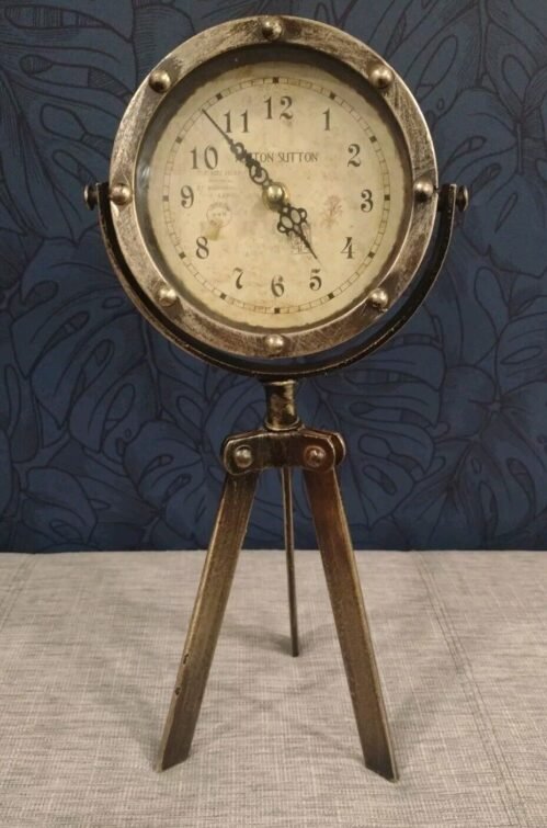 Ashton Sutton GT1041 Metal Table Clock on Tripod - Dark Bronze - Classic Decor