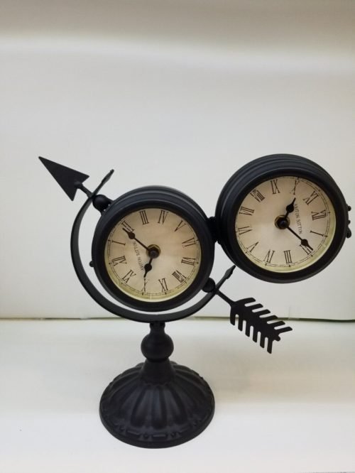 Ashton Sutton Two Time Black Arrow Desk Clock