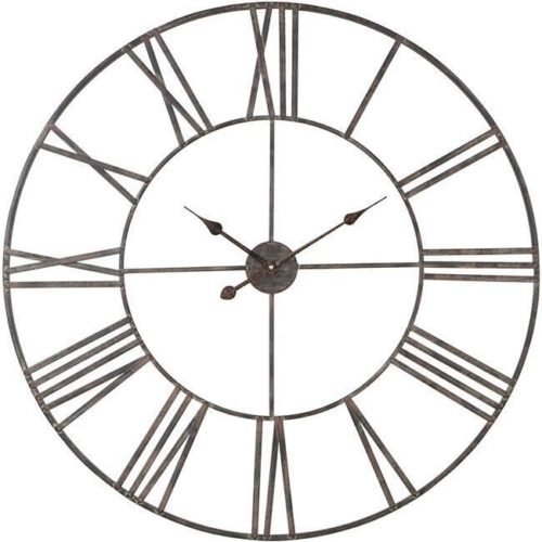 Aspire 9991 36 in. Solange Round Metal Wall Clock Light Gray