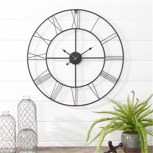 Aspire Home Accents 6657 Alpin Round Metal Wall Clock Gray