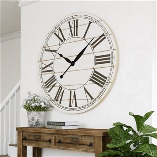 Aspire Home Accents 7005 Renata Oversize Shiplap Wall Clock White