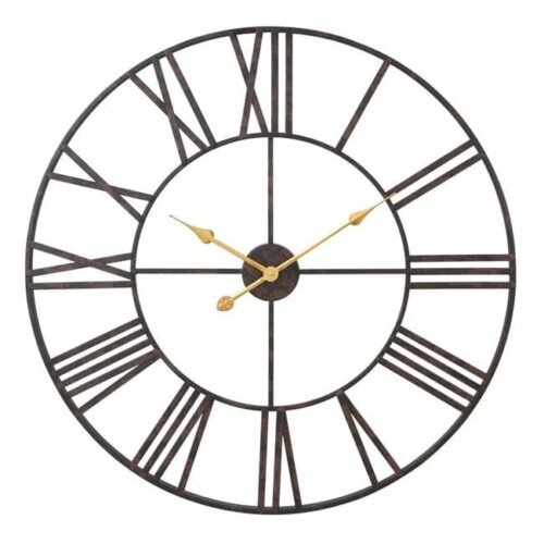 Aspire Home Accents 7852 Solange Round Metal Wall Clock Dark Brown - 30 in.