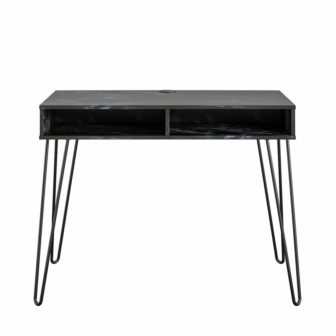 Athena 40.5 in Black Marble Computer Desk with Storage
