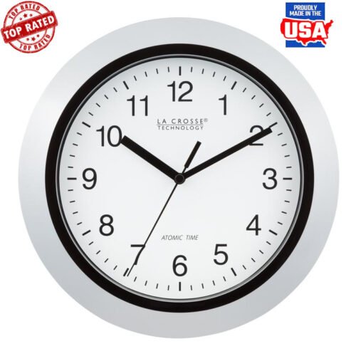 Atomic Analog Wall Clock 10 In Radio Controlled Accurate Time Display White New