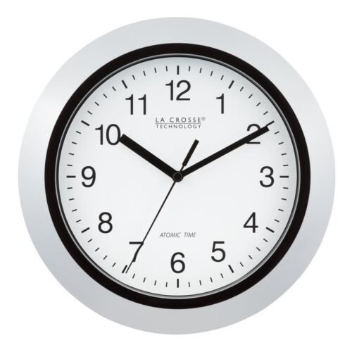 Atomic Analog Wall Clock 10 Inch Large Numbers Self Setting Time Zone Update New