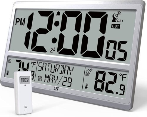 Atomic Clock 4.5″ Numbers Digital Atomic Wall Clock Date Time Jumbo Display