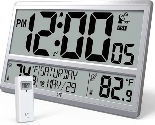 Atomic Clock 4.5″ Numbers, Digital Atomic Wall Clock Never Needs Silver