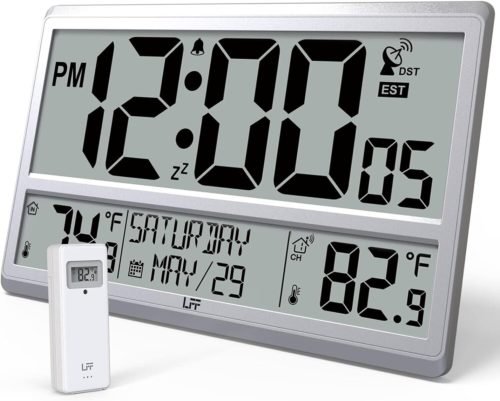 Atomic Clock 4.5″ Numbers, Digital Atomic Wall Clock Never Needs Silver