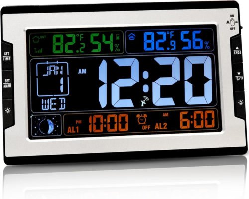 Atomic Clock, 8.5 Inch Adjustable Backlight Digital Wall Clock with Indoor Outdo