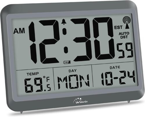 ATOMIC CLOCK BATTERY 4 TIME ZONES LARGE DISPLAY DIGITAL INDOOR TEMEP