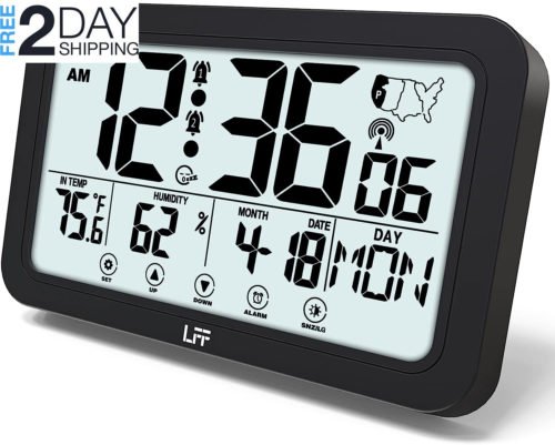 Atomic Clock, Indoor Temperature and Humidity, Backlight, Battery Operated, U