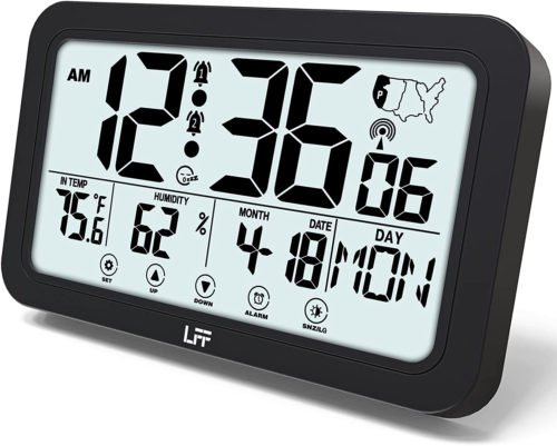 Atomic Clock, Indoor Temperature and Humidity, Backlight, Battery Operated, USB