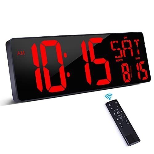 Atomic Clock LED Silent Large Display Digital Wall Clock Never Needs Red New