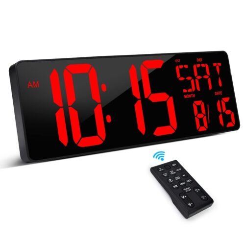 Atomic Clock LED Silent Large Display Digital Wall Clock Never Needs Red New