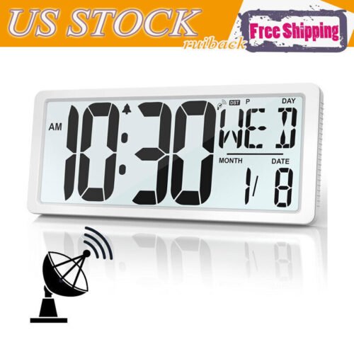 Atomic Clock/Never Needs Setting 15" Digital Clock Large Display w/ Backlight US