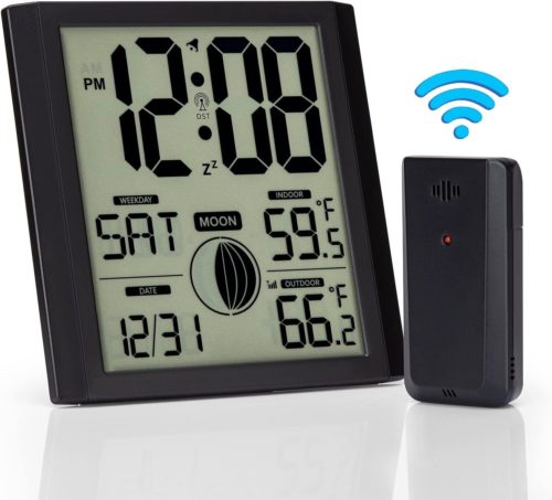 Atomic Clock with Indoor Outdoor Temperature, Self Setting Digital Wall Clock 2