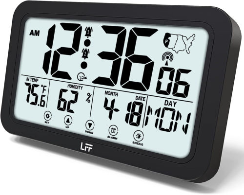 Atomic Clock with Indoor Outdoor Temperature, Self Setting Digital Wall Clock 3