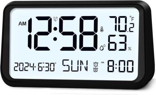 Atomic Clock with Indoor Outdoor Temperature Self-Setting Digital Wall New