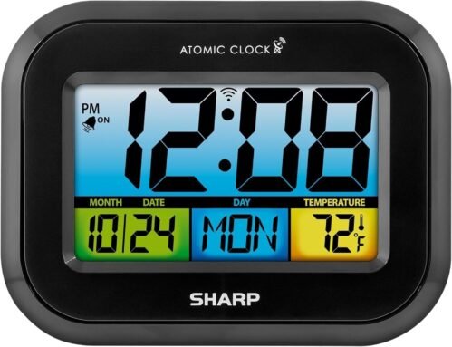Atomic Digital Alarm Clock Battery Operated Self-Setting Digital Wall Desk Clock