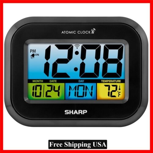 Atomic Digital Alarm Clock Battery Operated Self-Setting Digital Wall Desk Clock